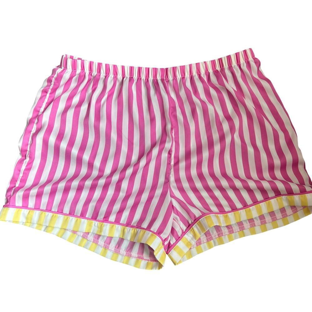 Kensie Pink & White Striped Button Pajama Shorts Set XL - Picture 4 of 12